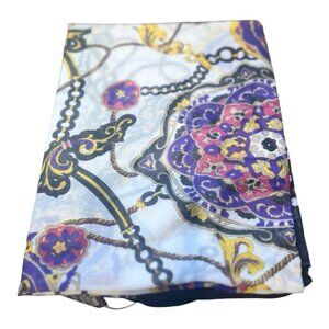Raj Anthropologie 100% Cotton Scarf Pink Purple Gold Made In India 58”x58”